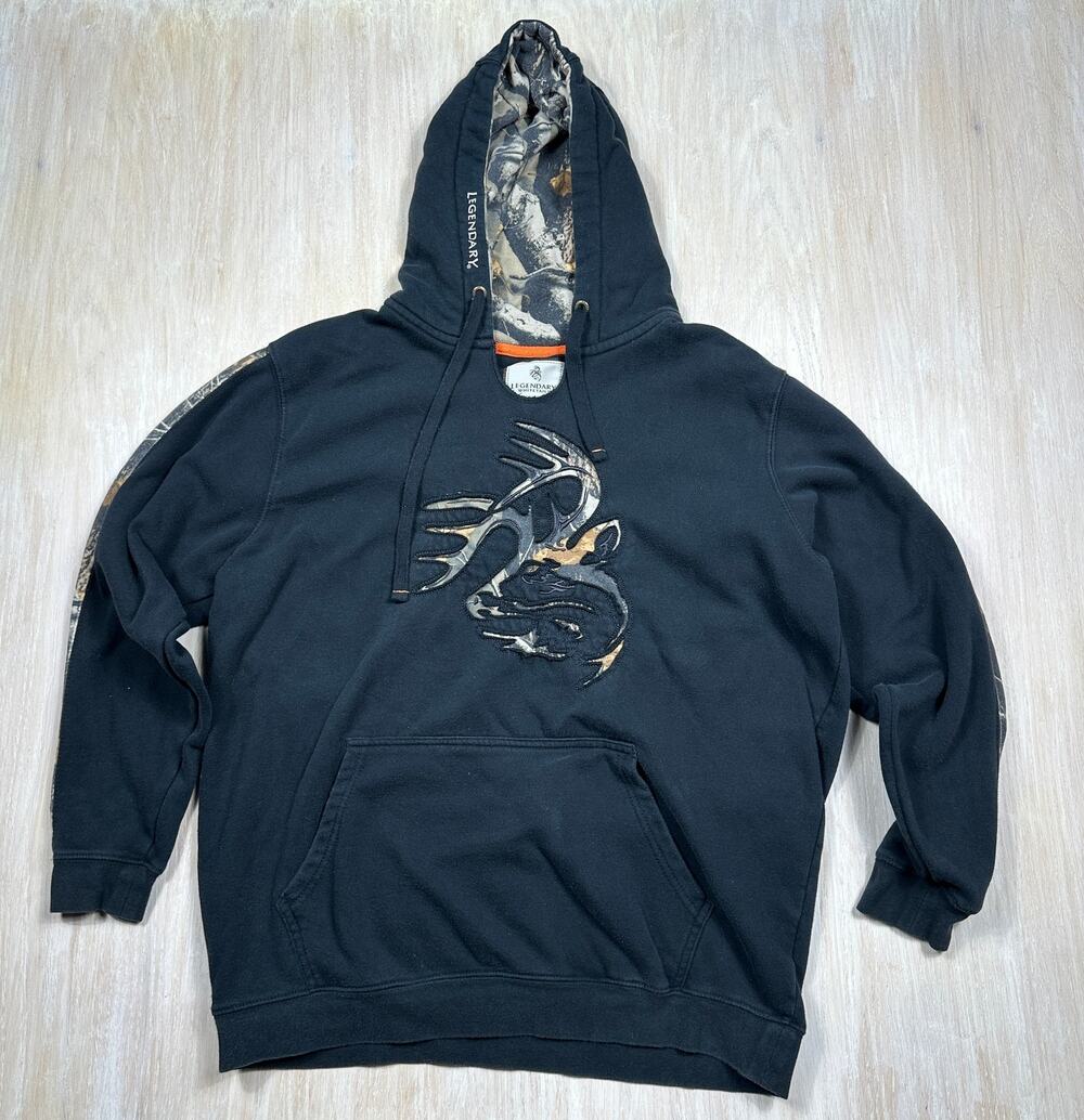 Legendary Whitetails Outfitter Black Pullover Hoodie Long Sleeve Sweatshirt XL